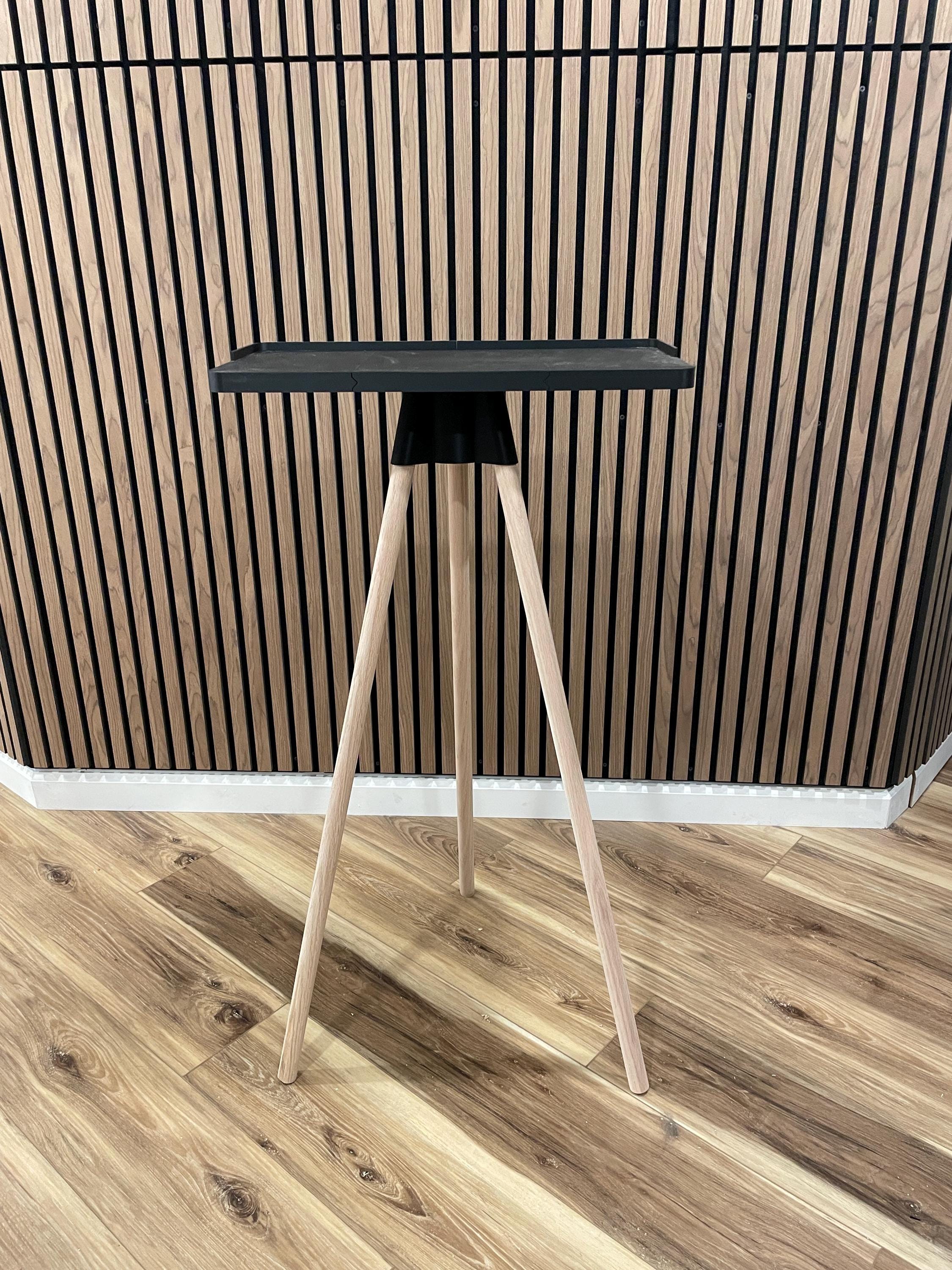 Indoor Cycling Desk: Oak Wood Legs, Bioplastic Top, Minimalist Home Gym, Zwift Stand for Laptop and iPad