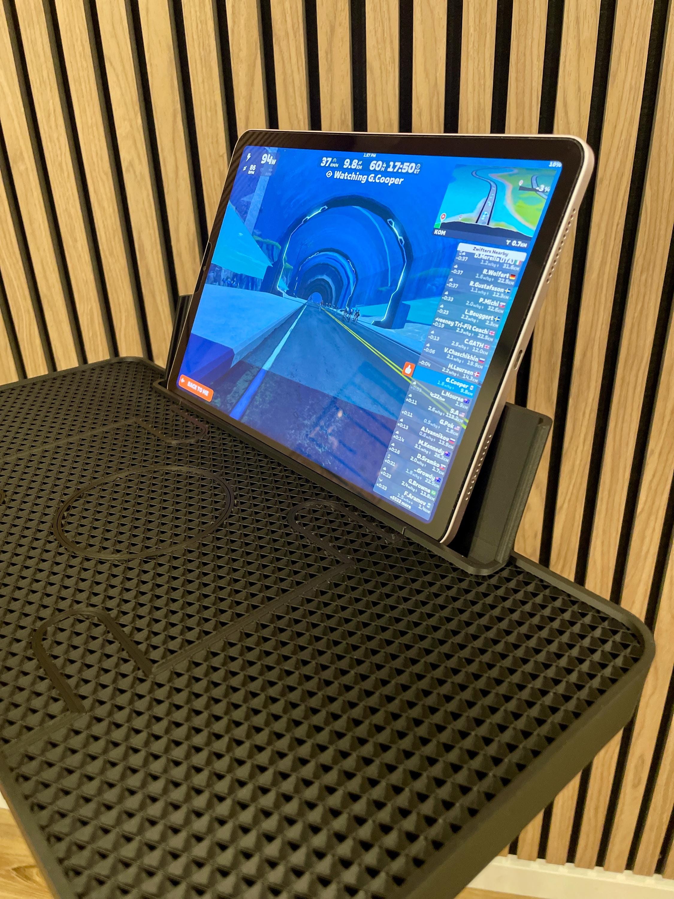 iPad Stand, Indoor Cycling Desk, Maine Oak Legs, for Zwift, Home Gym