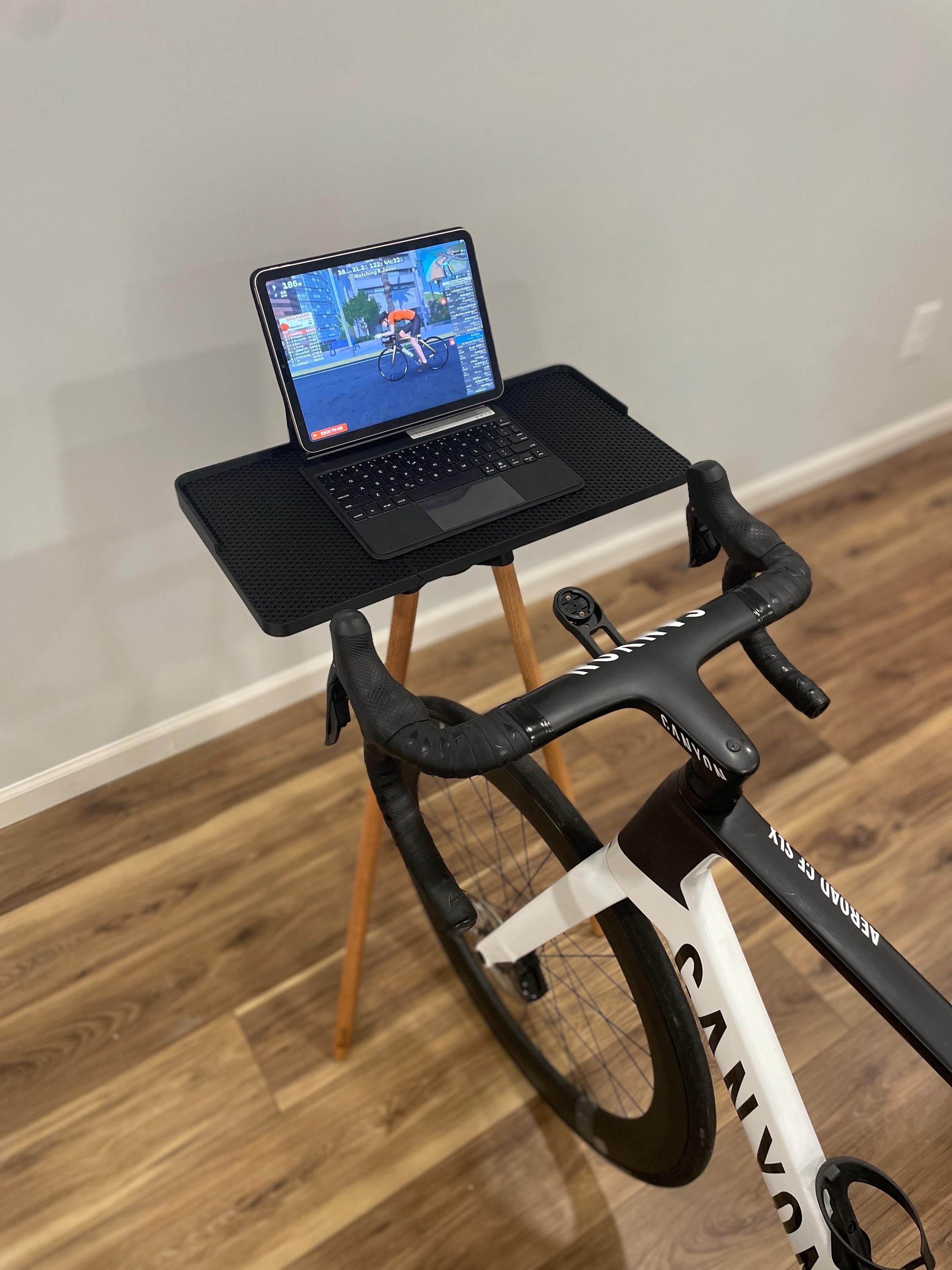 Indoor Cycling Desk: Laptop Stand, Maine Oak Legs, Perfect for Zwift, Home Gym