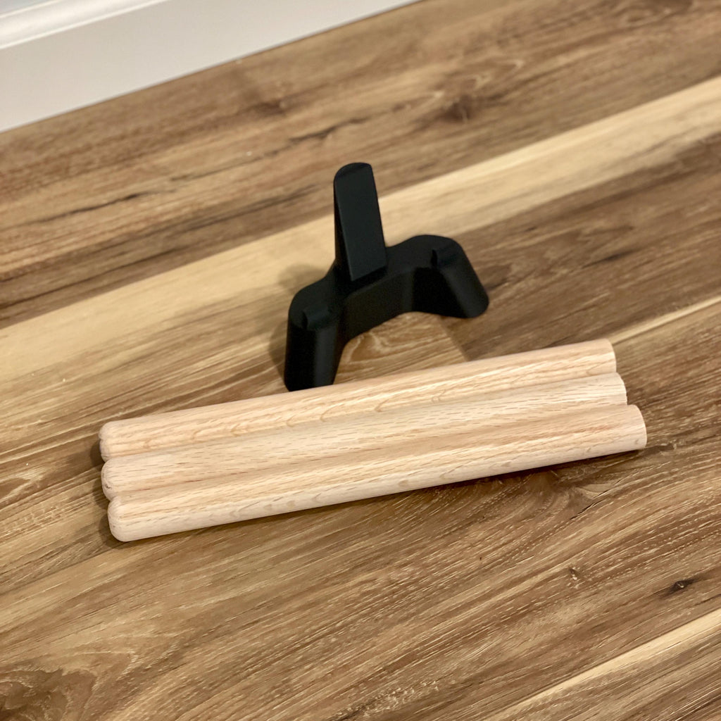 Yoga iPad Stand: Oak Legs, Eco-Friendly Bioplastic, Minimalist Design