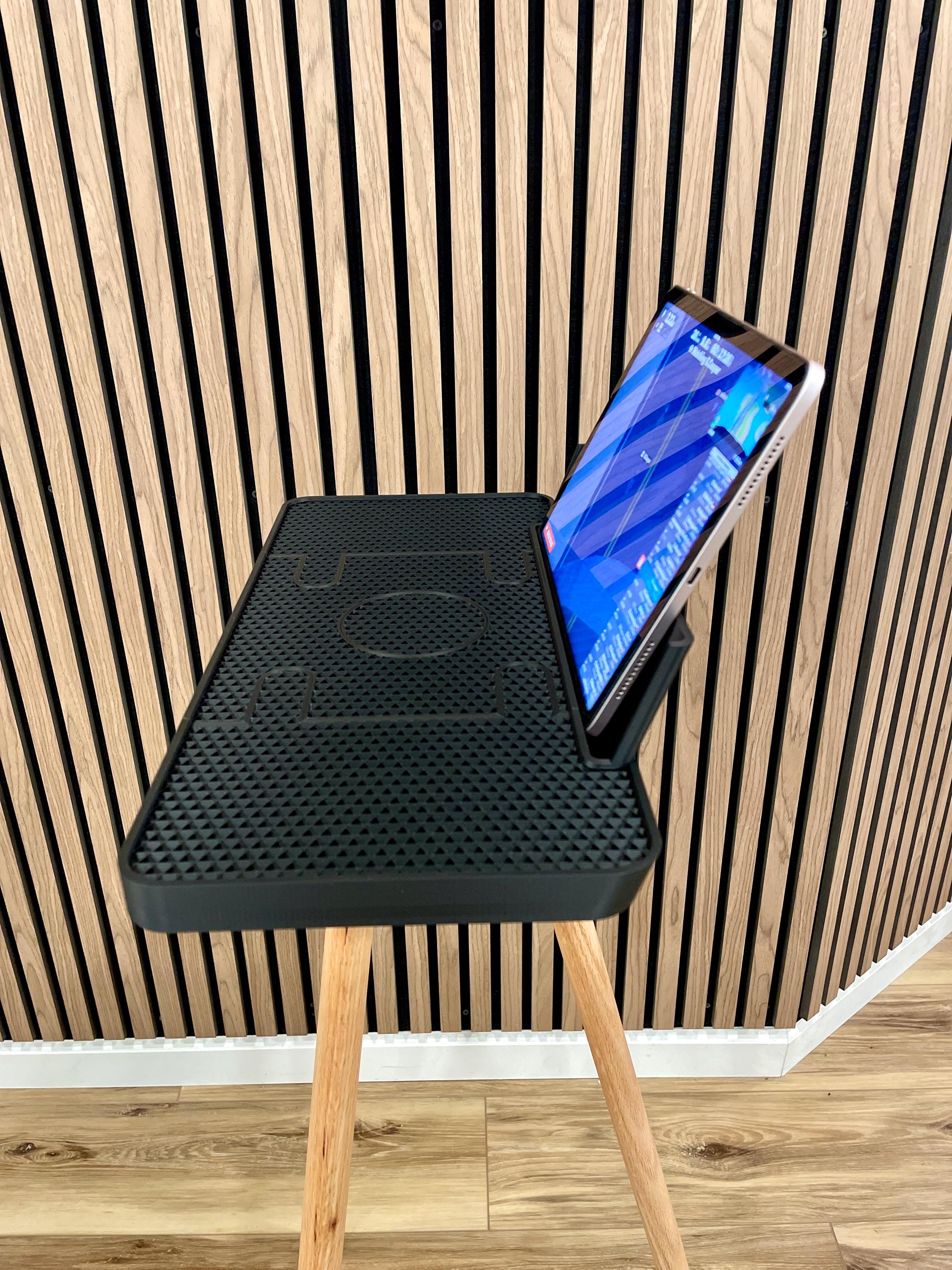iPad Stand, Indoor Cycling Desk, Maine Oak Legs, for Zwift, Home Gym