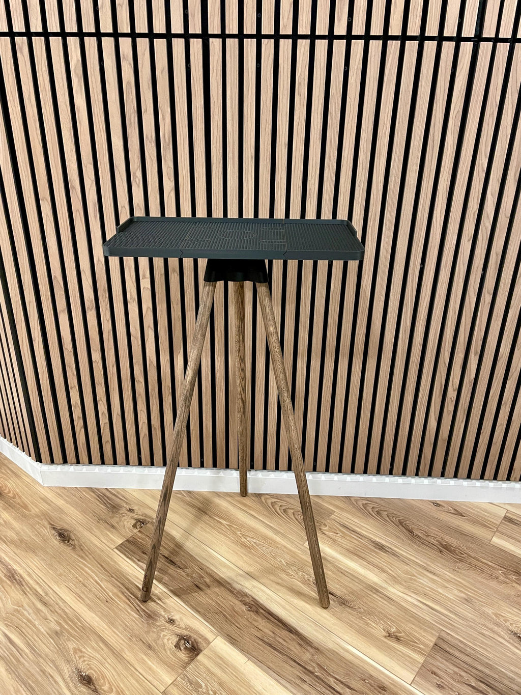 Wide Indoor Cycling Desk: Oak Wood Legs, Bioplastic Top, Minimalist Home Gym, Zwift Stand for Laptop and iPad