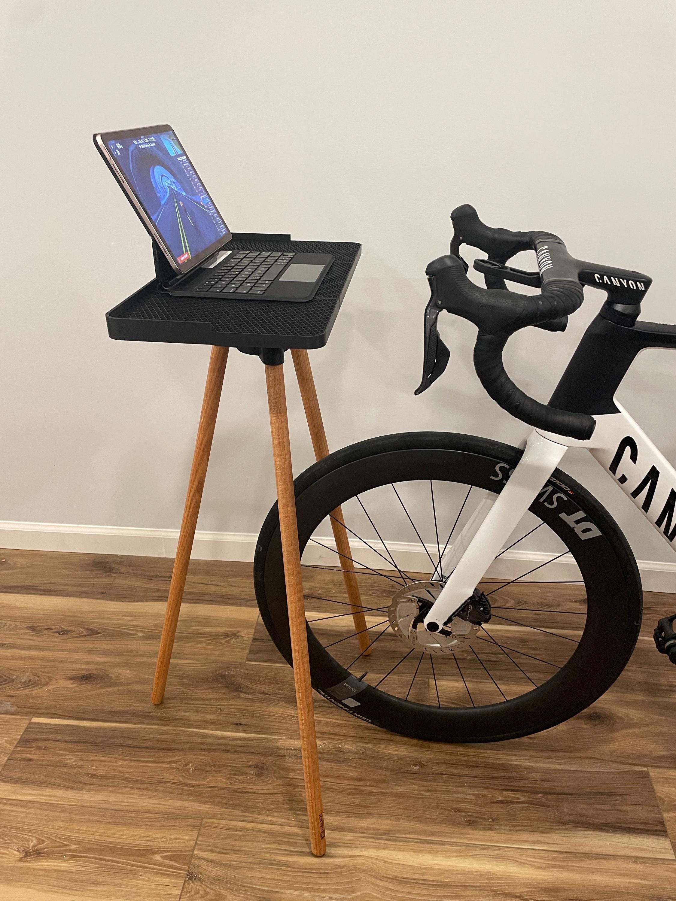 Indoor Cycling Desk: Laptop Stand, Maine Oak Legs, Perfect for Zwift, Home Gym